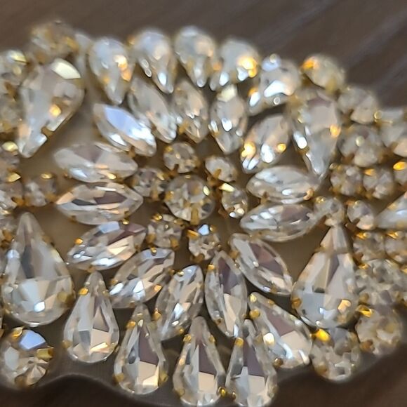 Elegant Rose Gold Elaborate Rhinestone Floral Thin Sash Belt - Picture 5 of 9